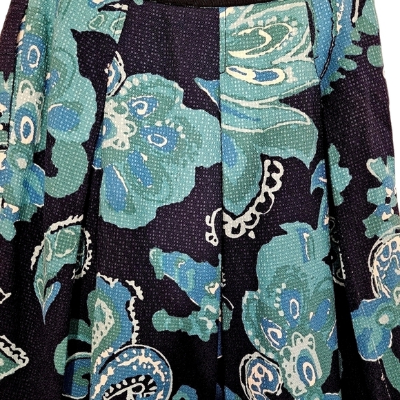 Tory Burch Blue Paisley Textured Silk Flare Skirt - Picture 5 of 5